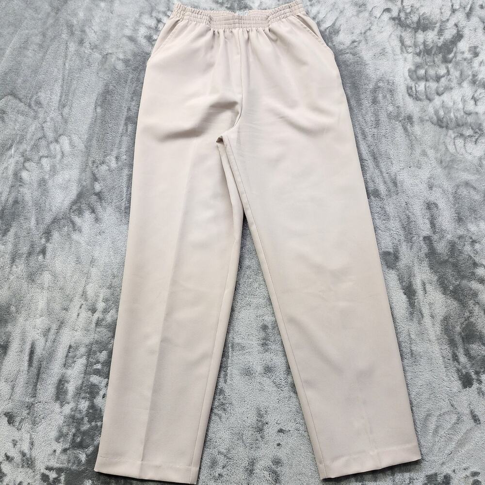 Vintage BonWorth Pants Womens M Beige Pull On Elastic Waist High‎ Rise Tapered